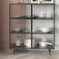Steel Sideboard with 2 Glass Doors Modern Dining Server with Metal Legs