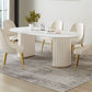 Contemporary Double Pedestal Table Oval Dining Table for Home