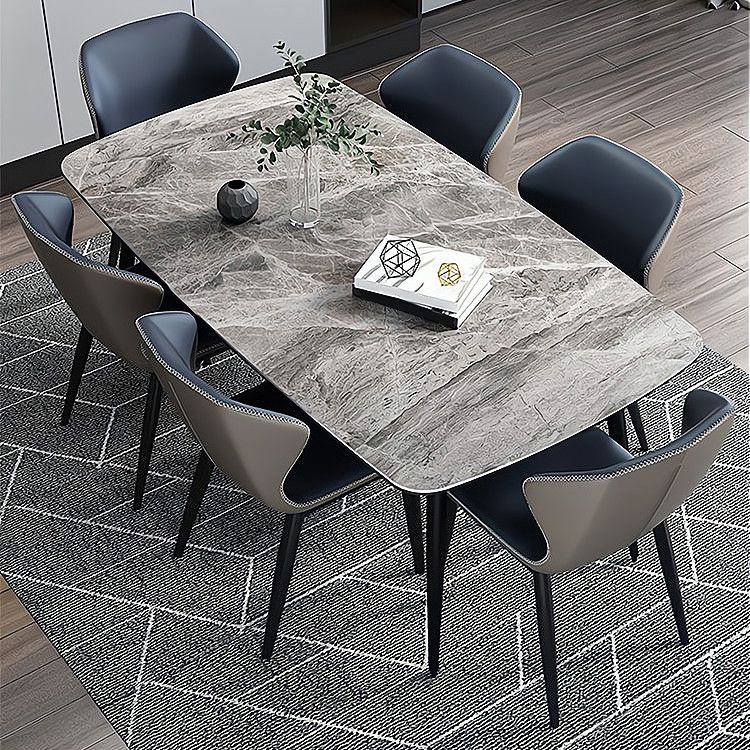 Sintered Stone Dining Table Industrial Style Black 4 Legs Base Rectangle Table for Dining Room Clearhalo ' dining_table' 'Dining Tables & Seating' 'Dining Tables' 'furn' 'furn_dining_table' 'Furniture' 'furniture_dining_table' 'Kitchen & Dining Furniture' 'kitchen&dining_furn' 'kitchen' 'kitchen_dining_table' 1200x1200_1e02891e-0b35-4b8f-ae11-867778a51da4