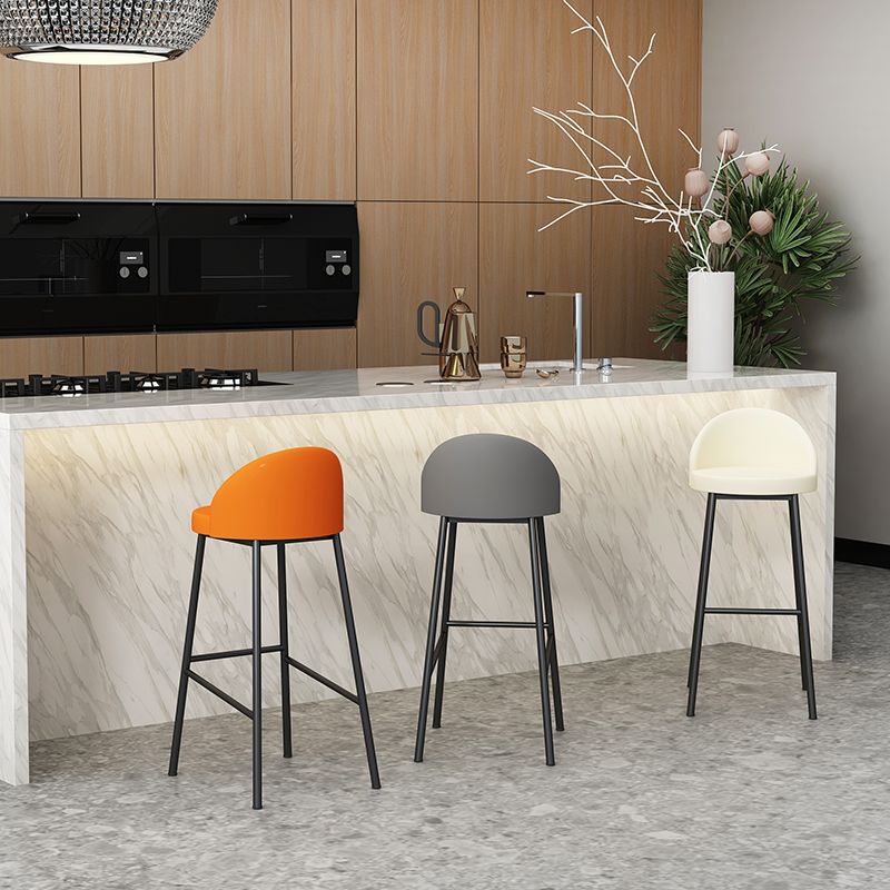 Modern Armless Backrest Counter Stool Iron Cafe Bar Stool with Leather Cushion and Pedal Clearhalo 'Bar Furniture' 'Bar Stools' 'bar_stools' 'furn' 'furn_bar_stools' 'furniture_bar_stools' 'Kitchen & Dining Furniture' 'kitchen&dining_furn' 'kitchen' 'kitchen_furn' Furniture' 1200x1200_1e049b6d-bc0a-4bcd-b1c9-ec1fa95dbb3b
