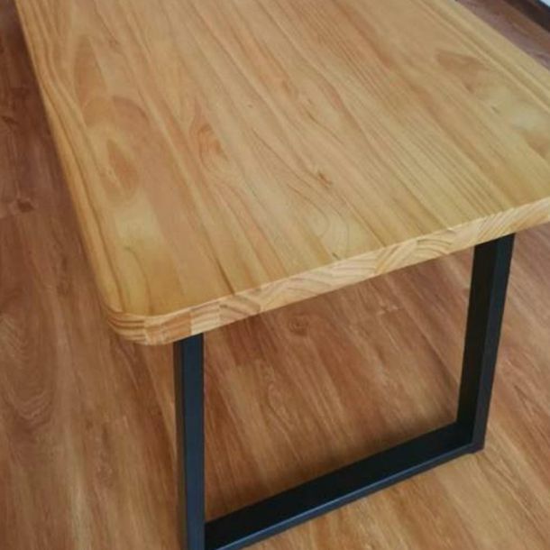Rectangle Sled Base Industrial Table Wood Color Fixed Table of Solid Wood Clearhalo ' dining_table' 'Dining Tables & Seating' 'Dining Tables' 'furn' 'furn_dining_table' 'Furniture' 'furniture_dining_table' 'Kitchen & Dining Furniture' 'kitchen&dining_furn' 'kitchen' 'kitchen_dining_table' 1200x1200_1e055c57-cd7d-4958-aea1-97b26b1ab723