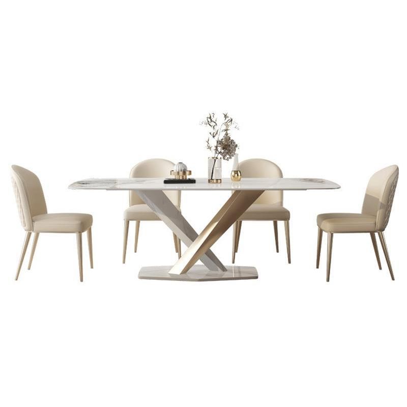 Glam Sintered Stone Dining Set 1/4/5/7 Pieces Dining Set with Pedestal Base Clearhalo 'Dining Room Sets' 'Dining Tables & Seating' 'dining_room_set' 'furn' 'furn_dining_room_set' 'Furniture' 'Kitchen & Dining Furniture' 1200x1200_1e090c0f-136e-4051-a815-05651f61bbc0