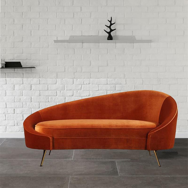 Glam with Arms Orange Chaise Round Arms for Bedroom Living Room