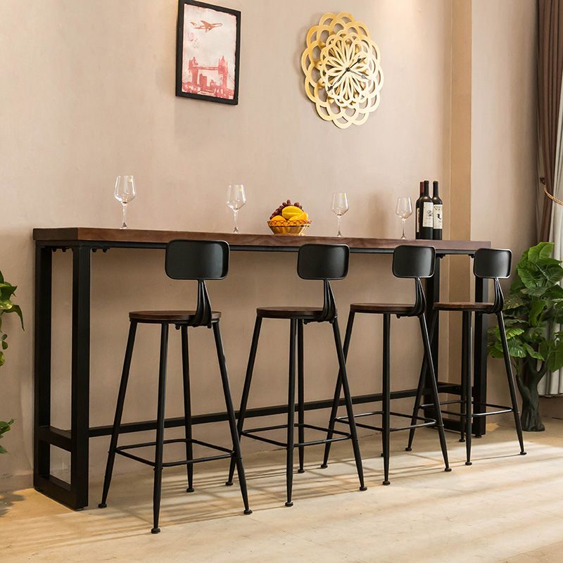 Modern Rectangle Solid Wood Bar Table Set 1/5/9 Pieces Counter Table with Black Stools Clearhalo 'Bar Furniture' 'furn' 'furn_home_bar_bar_sets' 'Furniture' 'Home Bars & Bar Sets' 'home_bar_bar_sets' 'Kitchen & Dining Furniture' 1200x1200_1e0ca154-b04f-4219-8b28-73427b7b4d07