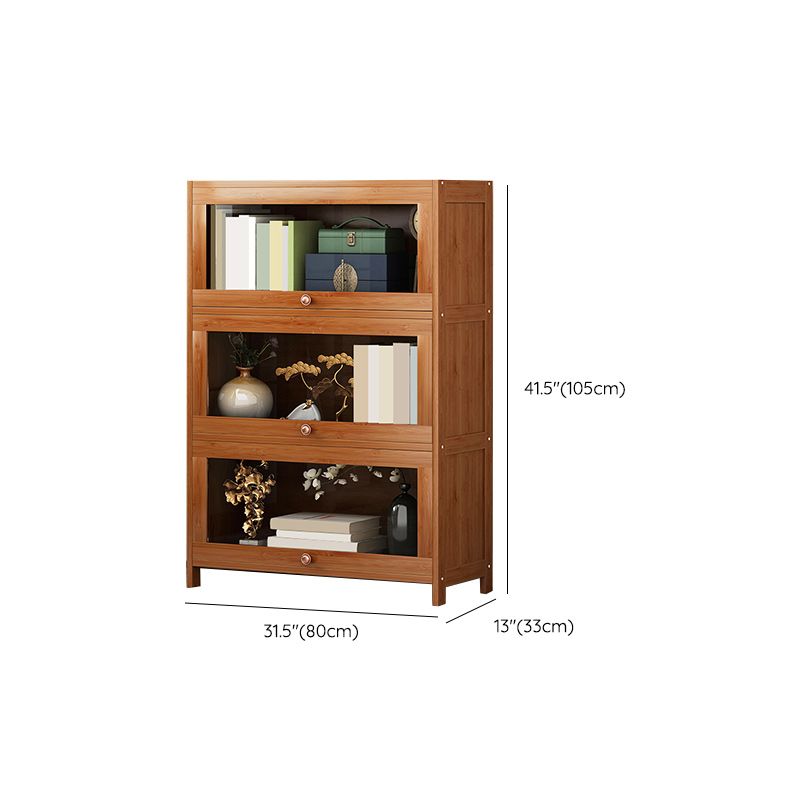 Cabinet d'accent en bambou moderne du milieu du siècle en marron avec vitre