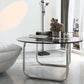 Modern Glass Round Side Table 27.5"/31.5" Wide Metal Sled End Table