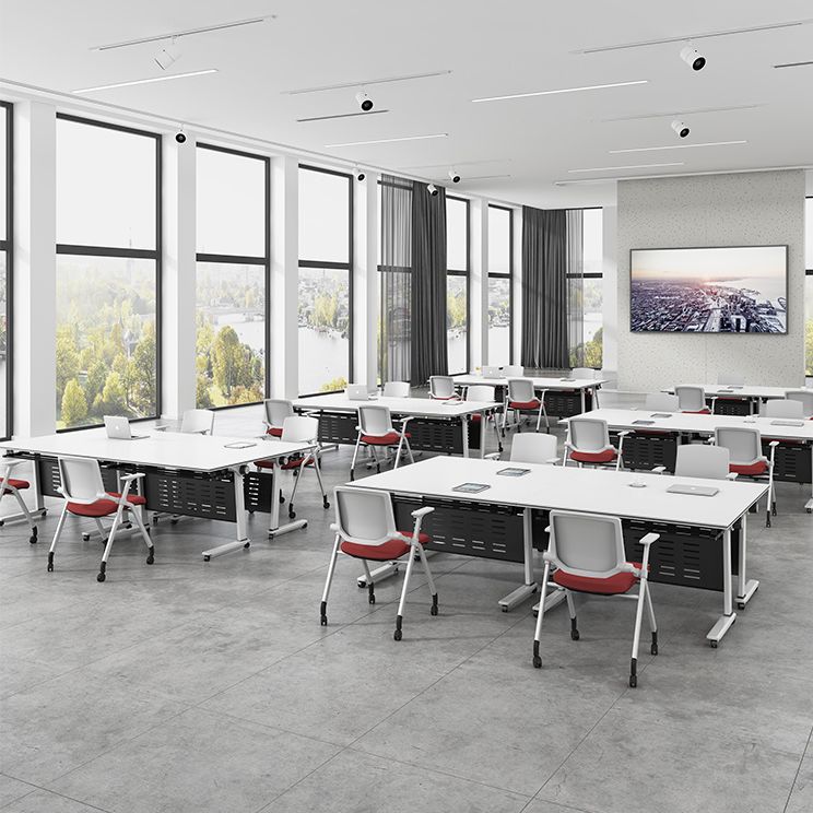 Bureau de bureau en bois fabriqué blanc Bureau de pliage moderne avec roues