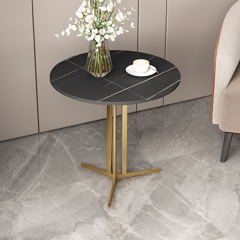 Cross Table Iron Base Design Rock Slab White/black Material Round Table Top Side Table Clearhalo 'Coffee & Accent Tables' 'End & Side Tables' 'end_side_tables' 'furn' 'furn_end_side_tables' 'Furniture' 'Living Room Furniture' 1200x1200_1e0feeb8-42e7-4d20-8b49-d51b726bb7e0