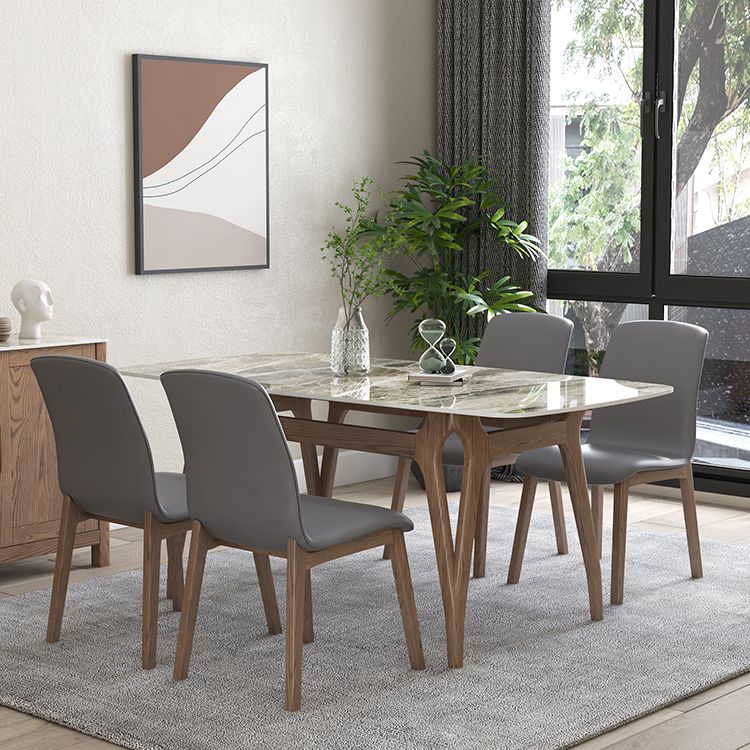 Sintered Stone Top Rectangle Table for Restaurant Modern Dining Table with Ash Wood 4 Legs