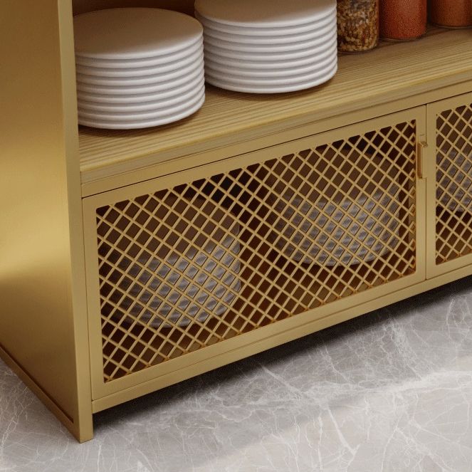 Modern 2 Cabinets Buffet Table Metal and Wood Credenza for Dining Room Clearhalo 'buffet_sideboard' 'Buffets & Sideboards' 'furn' 'furn_buffet_sideboard' 'Furniture' 'furniture_buffet_sideboard' 'Kitchen & Dining Furniture' 1200x1200_1e11a67e-5add-4f96-86f5-40da90814f3d