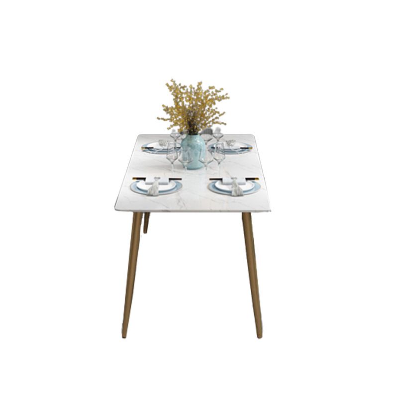 Table à manger rectangulaire à base dorée, Table glamour en Faux marbre pour la maison