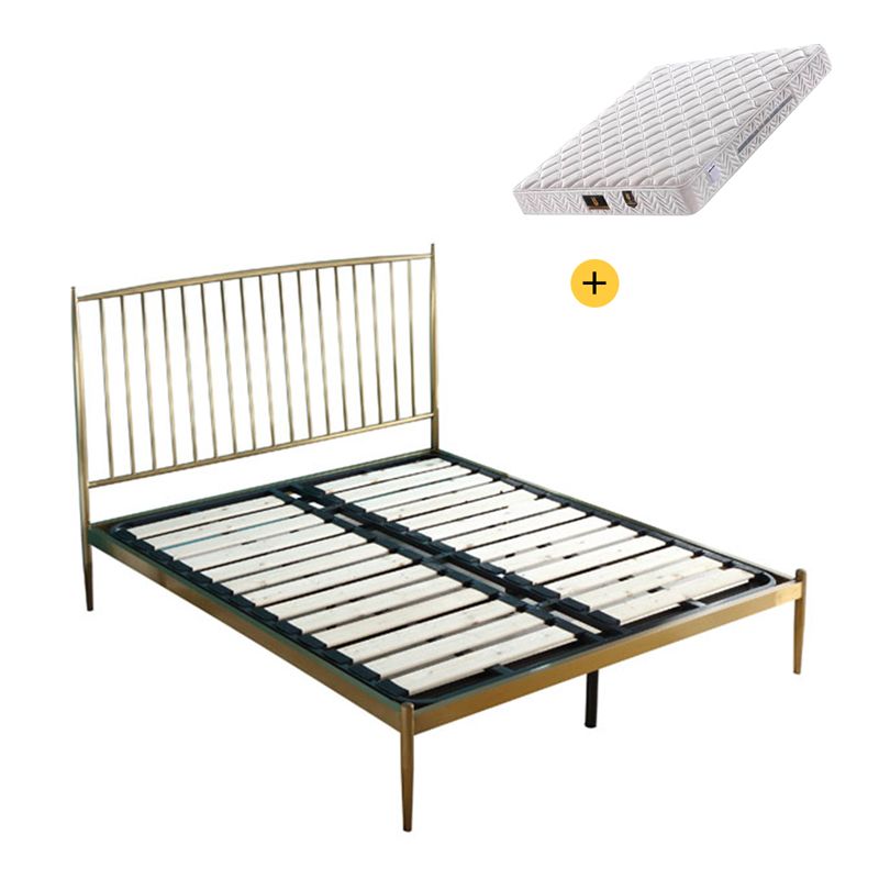 Gold Slat Bed Glam No Distressing Open-Frame Bed with Headboard Clearhalo 'Bedroom Furniture' 'Beds' 'furn' 'furn_beds' 'Furniture' 1200x1200_1e1c48c4-fc77-469b-a843-0e0e710f0531
