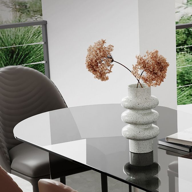 Glass Contemporary Oval Dining Table Clear Glass Top Table with Double Pedestal Clearhalo ' dining_table' 'Dining Tables & Seating' 'Dining Tables' 'furn' 'furn_dining_table' 'Furniture' 'furniture_dining_table' 'Kitchen & Dining Furniture' 'kitchen&dining_furn' 'kitchen' 'kitchen_dining_table' 1200x1200_1e1db9f6-1a26-4408-aa4f-d1850d20e3c8