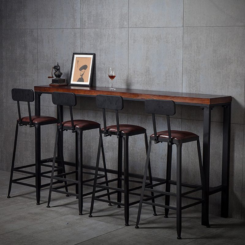 Wood Brown Bistro Accent Dining Table Industrial Rectangle Trestle Pub Table Clearhalo 'Bar Furniture' 'Bar Tables' 'bar_tables' 'furn' 'furn_bar_tables' 'Furniture' 'furniture_bar_tables' 'Kitchen & Dining Furniture' 1200x1200_1e1dc0d5-14de-4002-99b4-53be1452fc3e