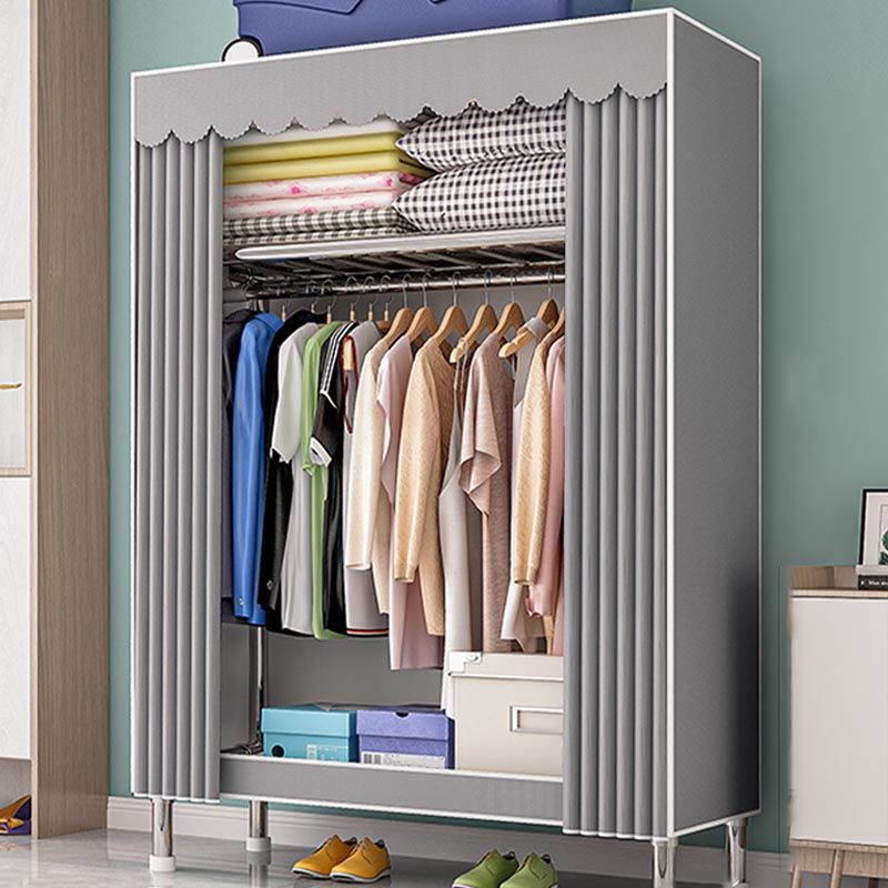 Contemporary Wardrobe Armoire with Shelves Steel Wardrobe Closet for Home Clearhalo 'Armoires & Wardrobes' 'armoires_wardrobes' 'Bedroom Furniture' 'furn' 'furn_armoires_wardrobes' 'Furniture' 1200x1200_1e209277-2fd4-4c2b-a420-73284ebab12c