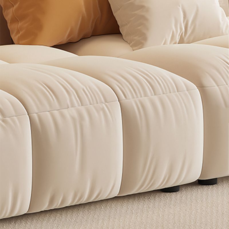 Scandinavian Wood Frame Recessed Arm Sofa in White for Living Room Clearhalo 'furn' 'furn_sofas' 'Furniture' 'Living Room Furniture' 'Sofa' 'sofas' 1200x1200_1e217758-8d47-432a-b24f-e0b4766b5837