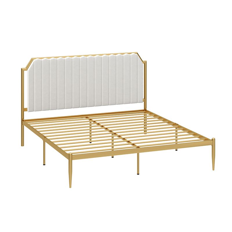 Leather Bed,Queen Metal Frame Panel Bed with Scooped Headboard Clearhalo 'Bedroom Furniture' 'Beds' 'furn' 'furn_beds' 'Furniture' 1200x1200_1e222e58-688a-4346-884a-176240600f56