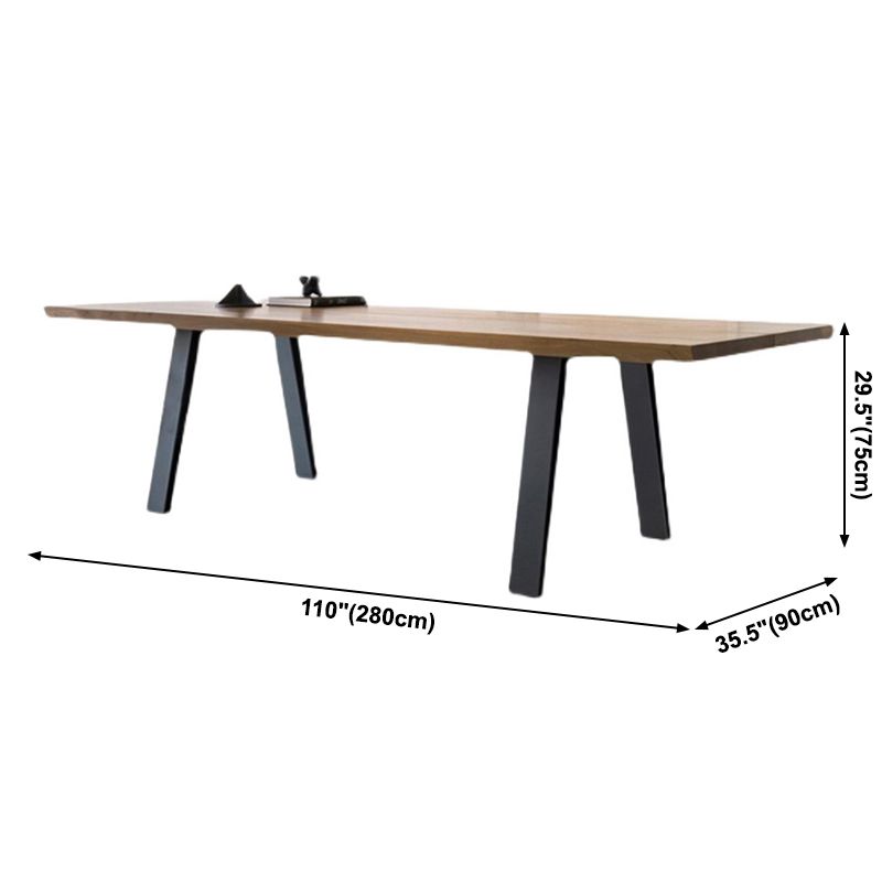 Industrial Brown Rectangle Dining Table Solid Wood Standard Dining Table with 4 Legs Base Clearhalo ' dining_table' 'Dining Tables & Seating' 'Dining Tables' 'furn' 'furn_dining_table' 'Furniture' 'furniture_dining_table' 'Kitchen & Dining Furniture' 'kitchen&dining_furn' 'kitchen' 'kitchen_dining_table' 1200x1200_1e23f4c8-3a22-4d08-8271-b2ab1c95d717