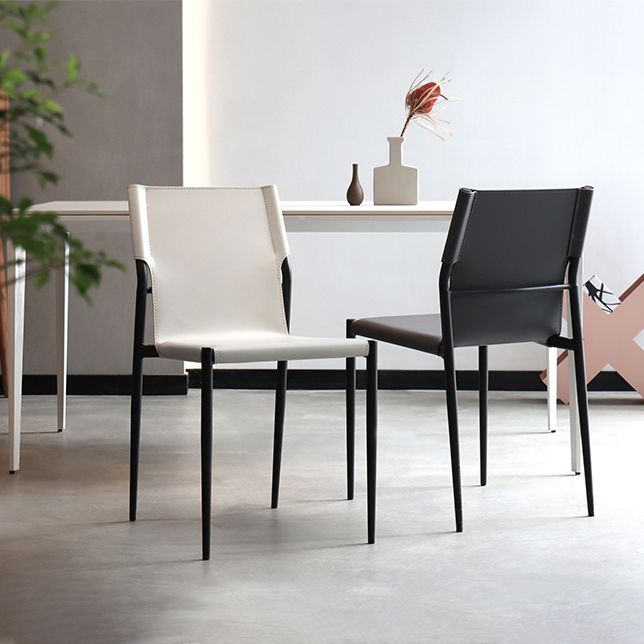 Faux Leather and Metal Dining Room Chair Contemporary Side Chair Clearhalo 'Dining Chairs' 'Dining Tables & Seating' 'dining_chair' 'furn' 'furn_dining_chair' 'Furniture' 'Kitchen & Dining Furniture' 1200x1200_1e24543d-49e4-4531-8de3-a4e0b5f13da0