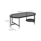 Contemporary Elliptical Glass & Slate Coffee Cocktail Table with Storage Shelf Clearhalo 'Coffee & Accent Tables' 'Coffee Tables' 'coffee_tables' 'furn' 'furn_coffee_tables' 'Furniture' 'Living Room Furniture' 1200x1200_1e24bd58-eea1-48f0-a52d-749de3f54778