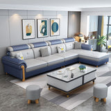 Round Arm 4-Seater Pillowed Back Cushions Sectional Sofa with Chaise Clearhalo 'furn' 'furn_sectionals' 'Furniture' 'furniture_sectionals' 'Living Room Furniture' 'Sectionals' 1200x1200_1e257853-d824-484e-8ab9-61f4834bfce5