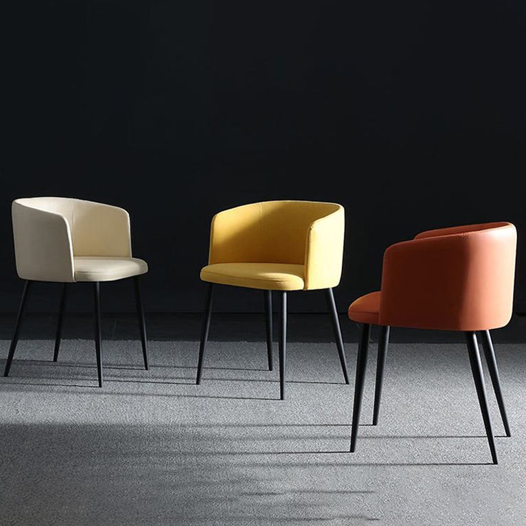 Modern Home Solid Back Arm Chair Upholstered Matte Finish Dining Chair Clearhalo ' kitchen&dining_furn' 'Dining Chairs' 'Dining Tables & Seating' 'dining_chair' 'furn' 'furn_dining_chair' 'Furniture' 'furniture_dining_chair' 'Kitchen & Dining Furniture' 'kitchen' 1200x1200_1e274adc-47d1-40e1-bf64-5b6f8d2c314d