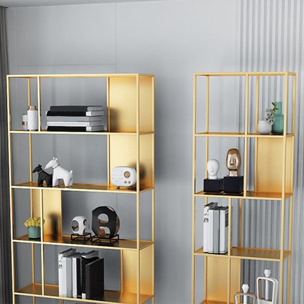 Gold and Black Book Shelf 5 Levels Modern Bookshelf Open Bookcase Clearhalo 'Bookcases' 'furn' 'furn_bookcases' 'Furniture' 'Office Furniture' 1200x1200_1e276b97-305c-43dc-bd8e-15ea523a842f