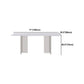 Modern Sintered Tone Top Dining Table Rectangle White with Acrylic Double Pedestal