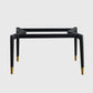 Mesa de comedor rectangular moderna de mediados de siglo con tapa de piedra y patas de madera maciza