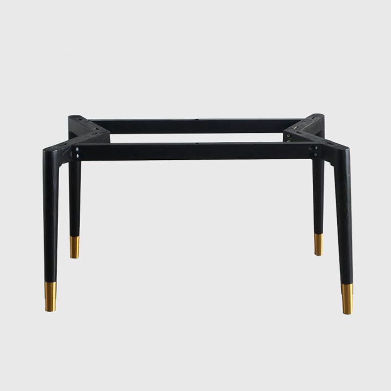 Mesa de comedor rectangular moderna de mediados de siglo con tapa de piedra y patas de madera maciza