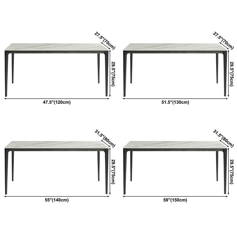 Modern Style Sintered Stone Dining Table White Rectangle Table with 4 Legs for Kitchen Clearhalo ' dining_table' 'Dining Tables & Seating' 'Dining Tables' 'Furniture' 'furniture_dining_table' 'Kitchen & Dining Furniture' 'kitchen&dining_furn' 'kitchen' 'kitchen_dining_table' 1200x1200_1e2898f5-466a-4d01-9d0a-936d52ec703e