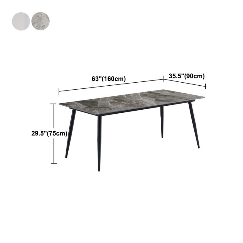 Metal Industrial Rectangle Dining Table Sintered Stone Top Indoor Table with Black Legs Clearhalo 'Dining Tables & Seating' 'Dining Tables' 'dining_table' 'furn' 'furn_dining_table' 'Furniture' 'furniture_dining_table' 'Kitchen & Dining Furniture' 'kitchen' 'kitchen_dining_table' 1200x1200_1e2bbbdc-01b3-44f6-bd85-dfe49a26f300