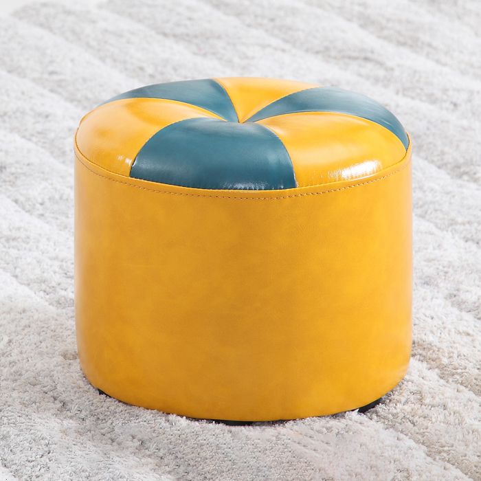 Vintage Indoor Leather Ottoman Patchwork Color Block Round Tufted Pouf Ottoman Clearhalo 'furn' 'furn_ottomans_poufs' 'Furniture' 'Living Room Furniture' 'Ottomans & Poufs' 'ottomans_poufs' 1200x1200_1e2c8710-e37d-40d5-9ff4-6c8c1ad3296b