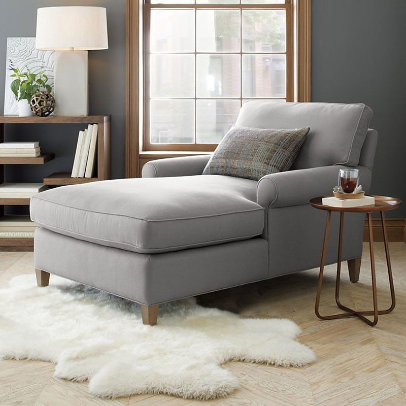 Chaise lounge acolchado moderno con brazos enrollados para dormitorio