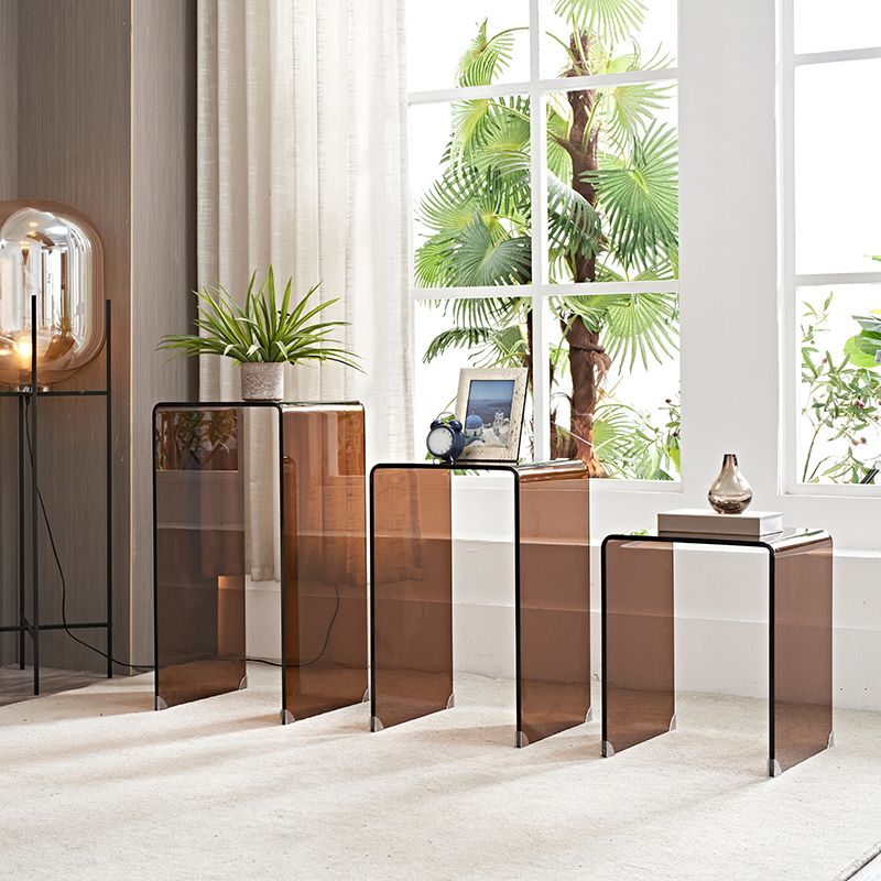 Modern Glass Corner Table Round Side End Table for Living Room - Clearhalo