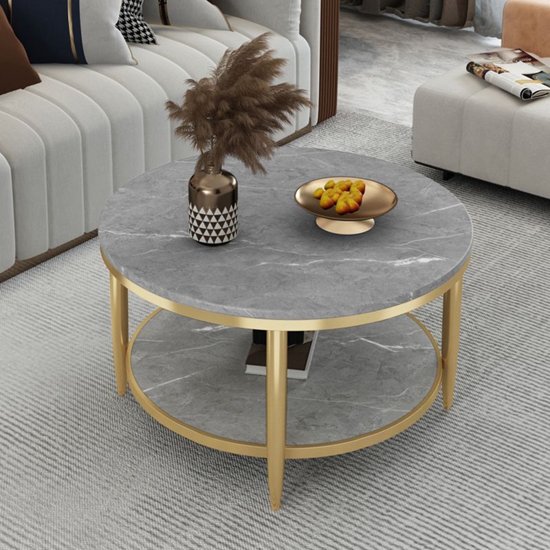 Slate Round Coffee Table Glam 4 Legs Coffee Table with Storage Clearhalo 'Coffee & Accent Tables' 'Coffee Tables' 'coffee_tables' 'furn' 'furn_coffee_tables' 'Furniture' 'Living Room Furniture' 1200x1200_1e2f2b9f-6087-4481-a570-c167fb1282cd