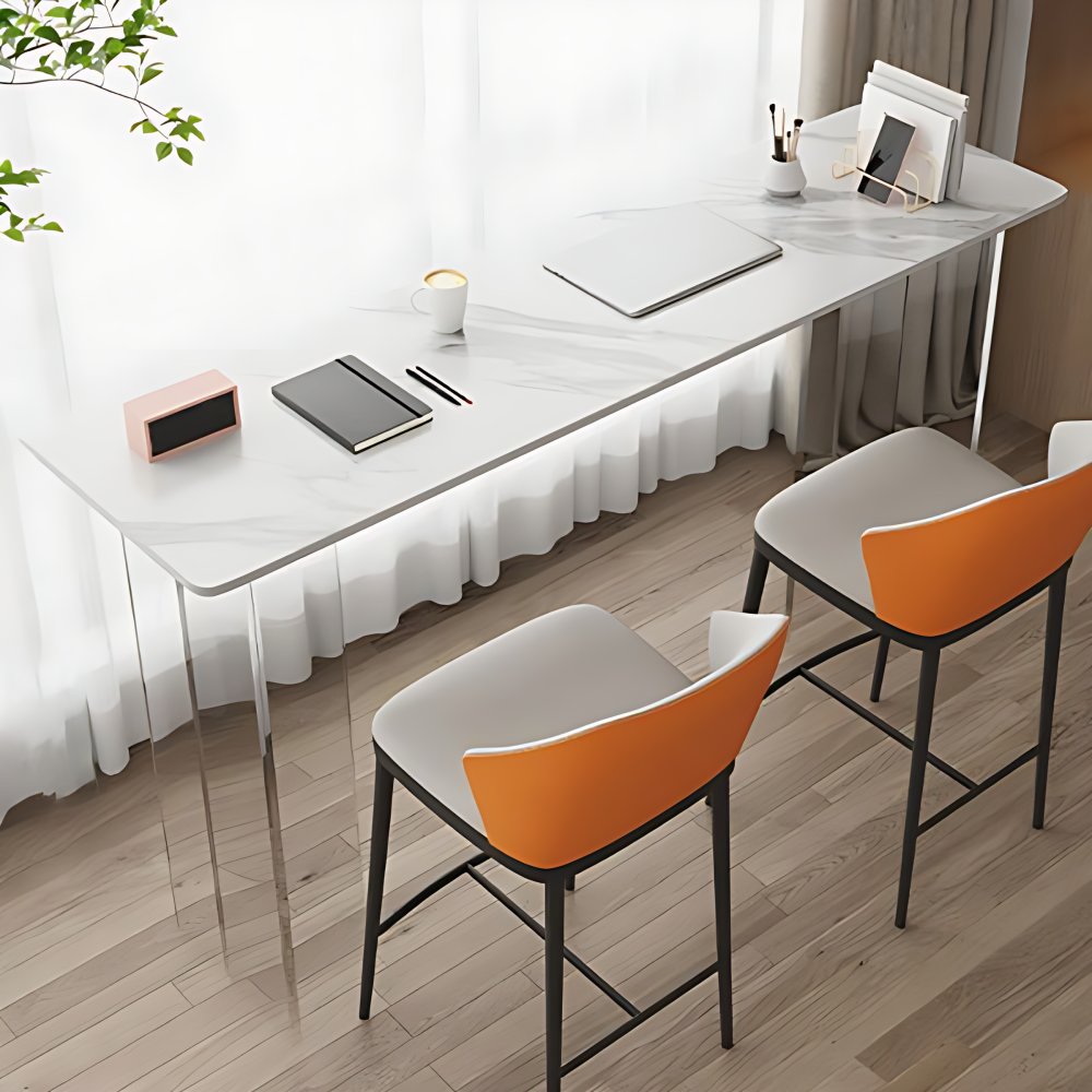 Contemporary Style Stone Bar Table Rectangle Bistro Pub Table - Clearhalo