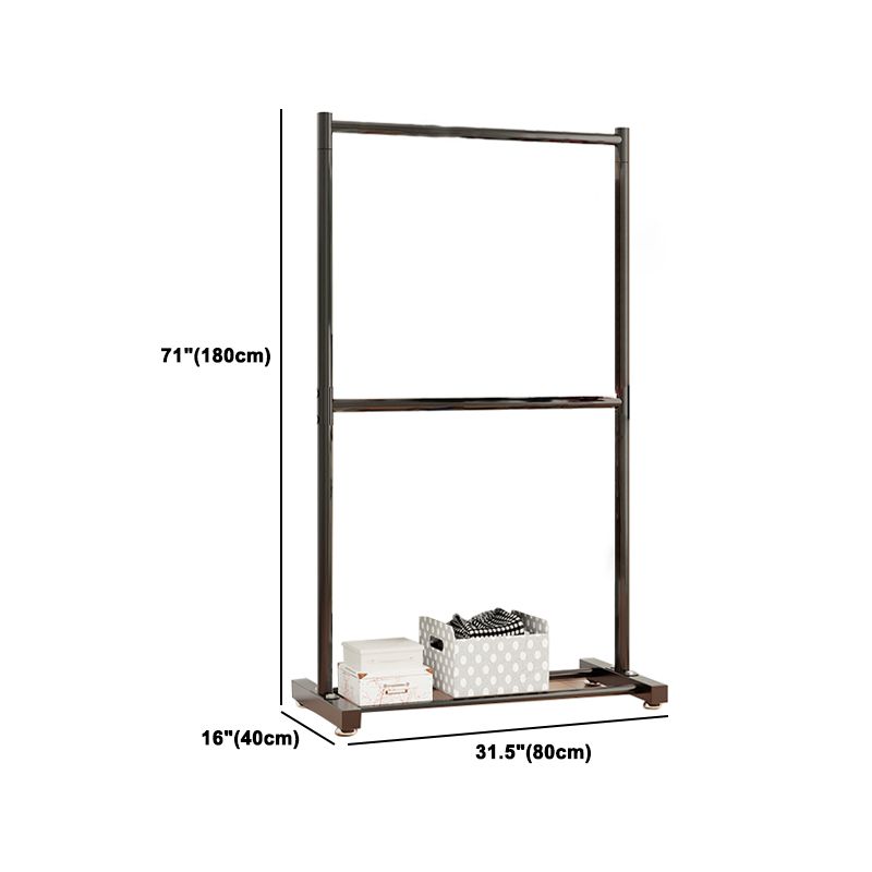 Armadiet in acciaio inossidabile a armadio aperto in stile contemporaneo con asta di abbigliamento