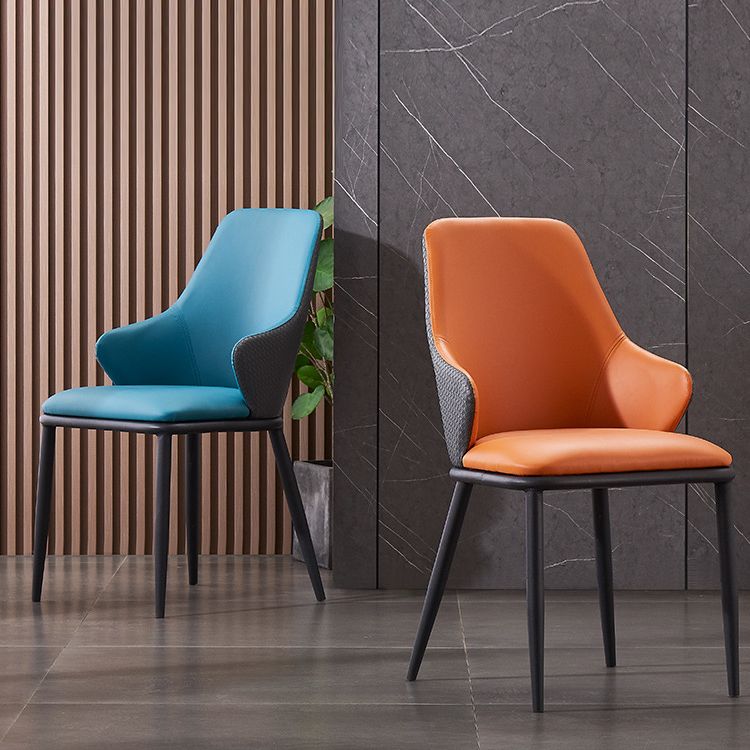 Modern Leather Dining Side Chairs Indoor Upholstered Arm Chair with Black Legs Clearhalo ' kitchen&dining_furn' 'Dining Chairs' 'Dining Tables & Seating' 'dining_chair' 'furn' 'furn_dining_chair' 'Furniture' 'furniture_dining_chair' 'Kitchen & Dining Furniture' 'kitchen' 1200x1200_1e35c516-219d-4ed9-b158-a50807cb56a1