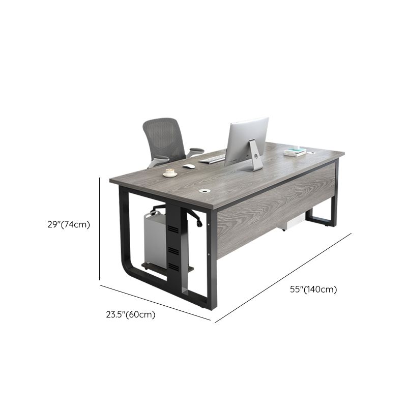Madera de mesa de escritura de oficina rectangular con 2 patas en gris/marrón