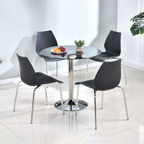 Contemporary Round Dining Room Table Tempered Glass Table with Tulip Base Clearhalo ' dining_table' 'Dining Tables & Seating' 'Dining Tables' 'furn' 'furn_dining_table' 'Furniture' 'furniture_dining_table' 'Kitchen & Dining Furniture' 'kitchen&dining_furn' 'kitchen' 'kitchen_dining_table' 1200x1200_1e395d5d-f2b1-49f1-b5ea-e24f2a286e40