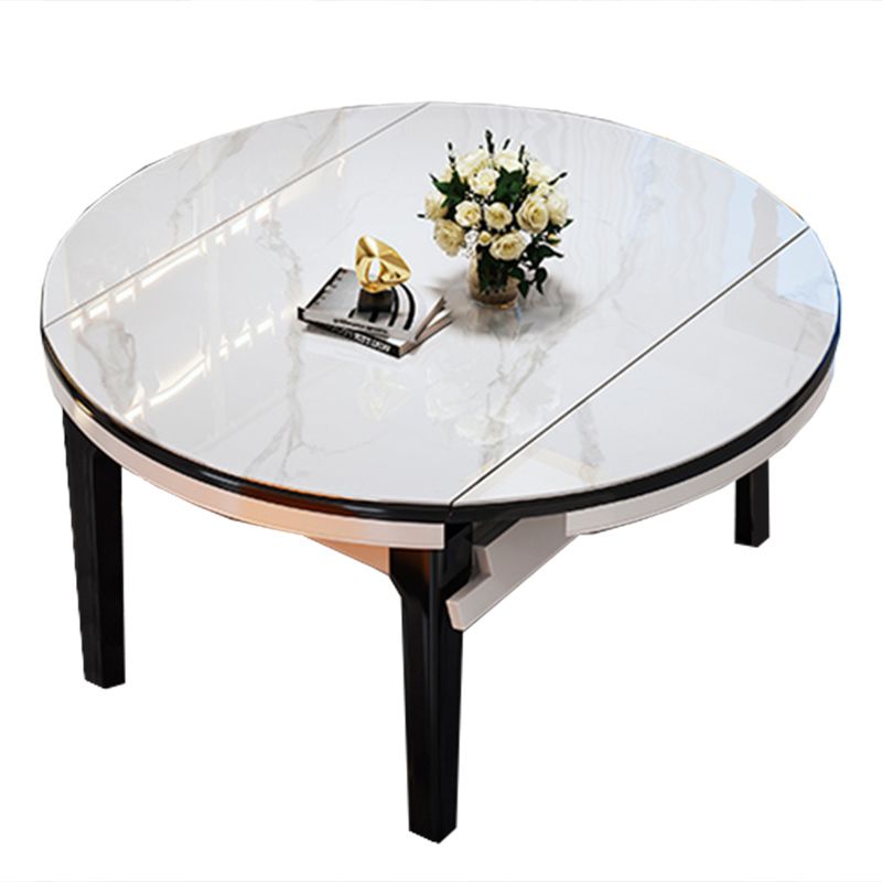 Glossy White Dinette Table with Wooden Legs Contemporary Foldable Dining Table for Home Clearhalo 'Dining Tables & Seating' 'Dining Tables' 'dining_table' 'furn' 'furn_dining_table' 'Furniture' 'Kitchen & Dining Furniture' 1200x1200_1e397b9a-f4ec-4336-b2db-152464cadf3d