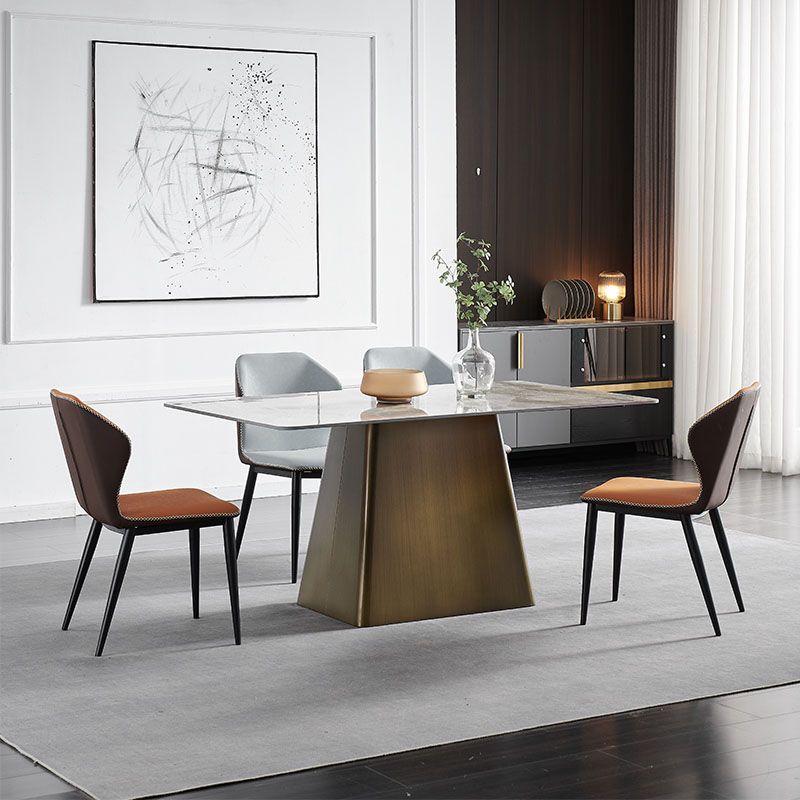 Industrial Metal Dining Room Chair Faux Leather Dining Armless Chair for Restaurant Use Clearhalo ' kitchen&dining_furn' 'Dining Chairs' 'Dining Tables & Seating' 'dining_chair' 'furn' 'furn_dining_chair' 'Furniture' 'furniture_dining_chair' 'Kitchen & Dining Furniture' 'kitchen' 1200x1200_1e397ea0-3e85-4833-8bdb-643cdfea8081