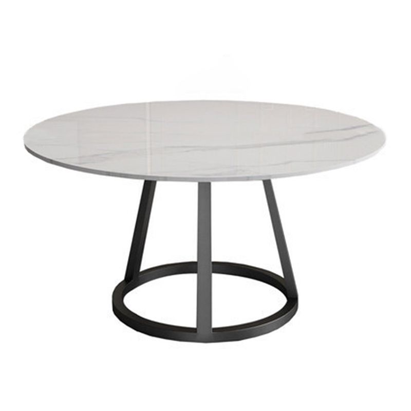 Mesa de comedor redonda contemporánea Mesa de pedestal de hierro con tapa de piedra sinterizada