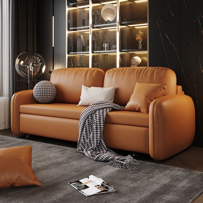 Stain Resistant Faux Leather Contemporary Square Arm Bed Sofa Couch Clearhalo 'furn' 'furn_sofas' 'Furniture' 'Living Room Furniture' 'Sofa' 'sofas' 1200x1200_1e3ba8e9-51ca-43f9-8d19-0720bde472d9