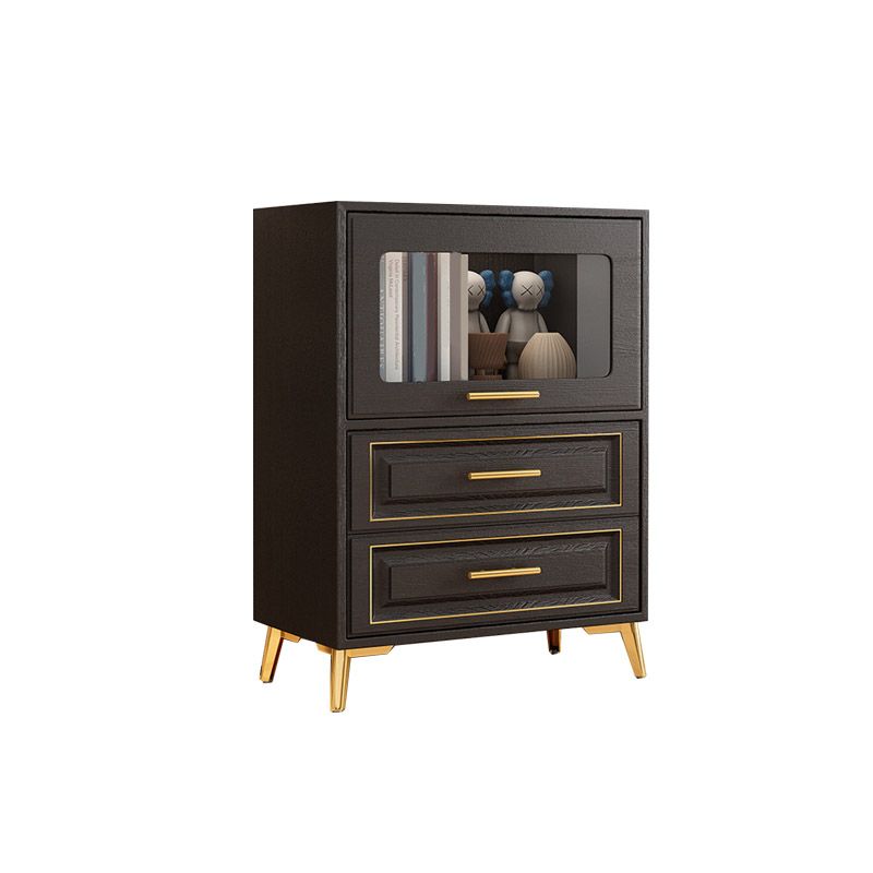 Contemporary Black Chest Glass Paned Accent Cabinet with Drawer Clearhalo 'Cabinets & Chests' 'cabinets_chests' 'furn' 'furn_cabinets_chests' 'Furniture' 'Living Room Furniture' 1200x1200_1e3e1225-298f-4429-8a9b-9543884fbc1f