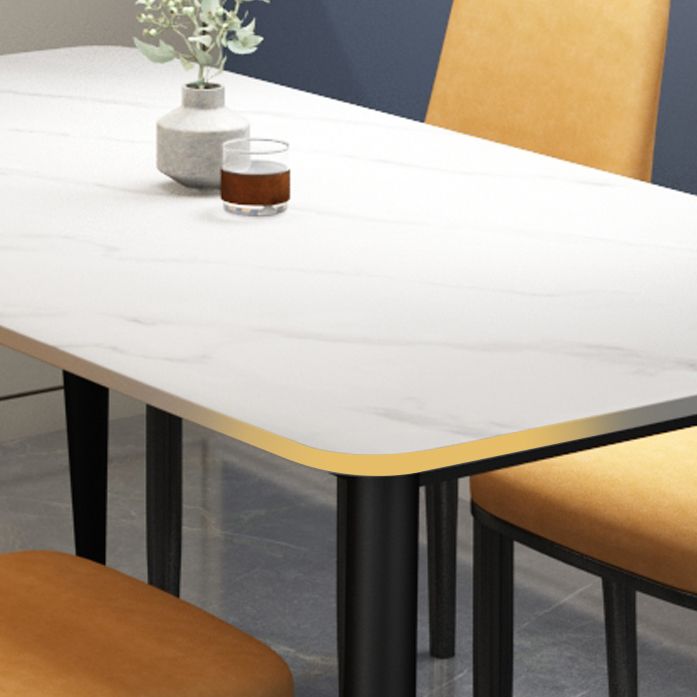 Rectangle Sintered Stone Two-Color Dining Table Simplicity 4 Legs Table for Dining Room Clearhalo ' dining_table' 'Dining Tables & Seating' 'Dining Tables' 'furn' 'furn_dining_table' 'Furniture' 'furniture_dining_table' 'Kitchen & Dining Furniture' 'kitchen&dining_furn' 'kitchen' 'kitchen_dining_table' 1200x1200_1e3f1c89-1242-4101-a144-ac29ad13a7a5