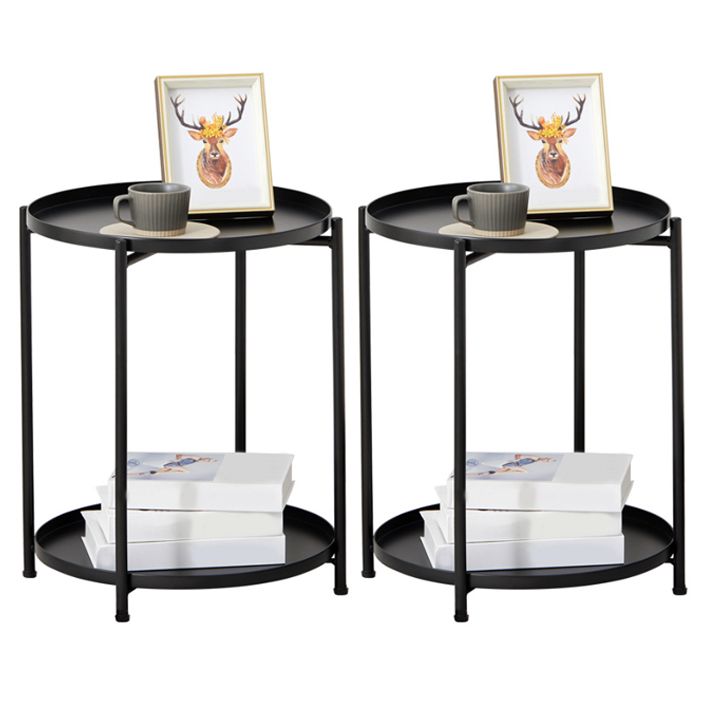 Tavolino rotondo in metallo della metà del secolo gambe trasversali diagnostruiti da 17,72 "