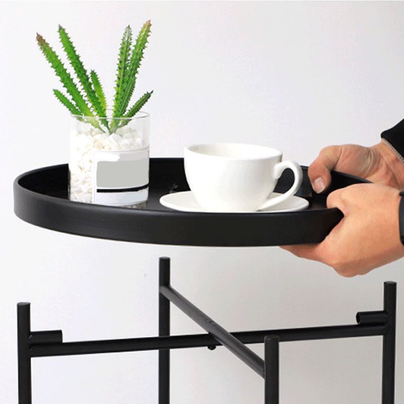 Middeleeuwse moderne stijl rond vierkant metalen tabel 4 benen basis bijzettafel