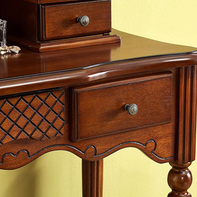 Solid Wood Makeup Table 57.08" H Makeup Vanity with 4 Drawers